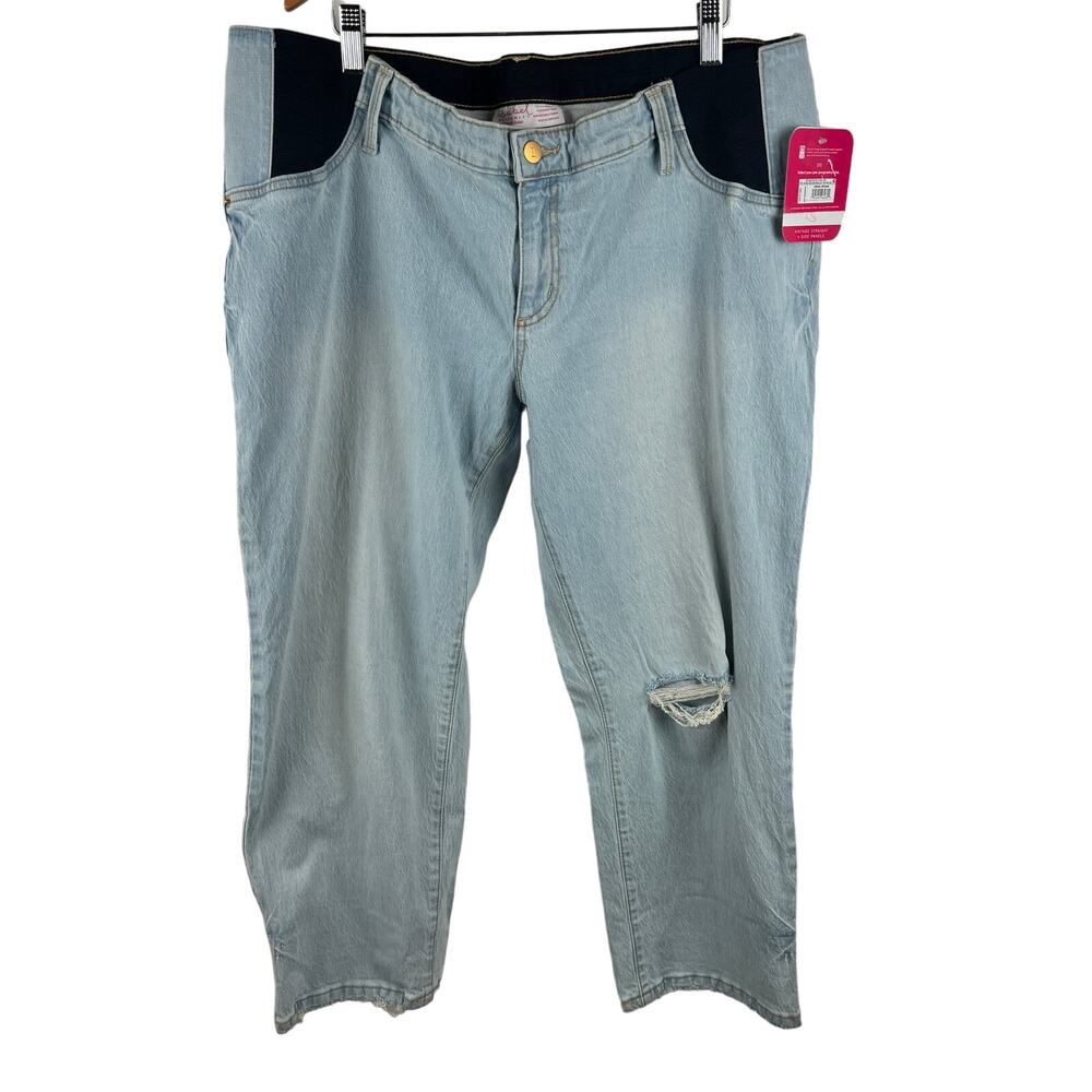 Womens Size 16 Maternity Blue Cropped Jeans Over Belly Stretch Denim‎ NWT